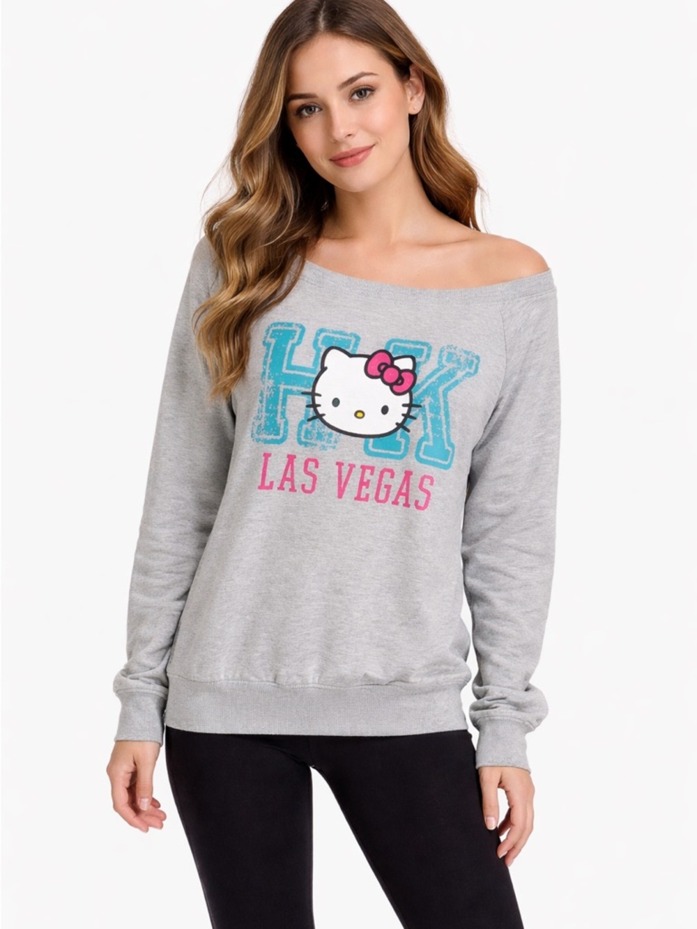 Hello Kitty Gray Sweatshirt with Blue and Pink Accents